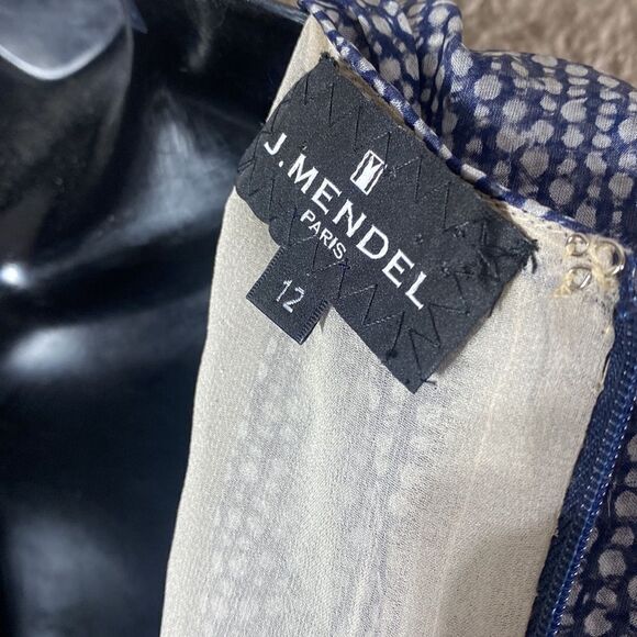 J. Mendel paris blue/white silk wrap drape front sequin dress - Picture 8 of 8